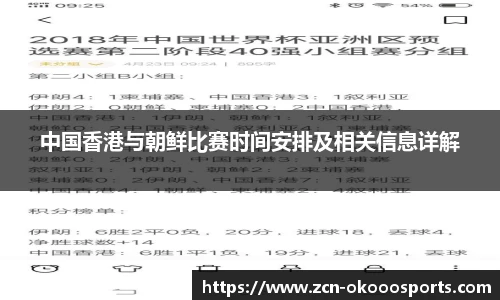 中国香港与朝鲜比赛时间安排及相关信息详解